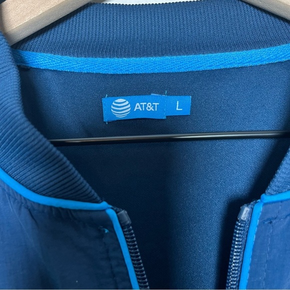 AT&T Employee Men Jacket Large Blue Windbreaker Uniform Full Zip Coat - Picture 4 of 12